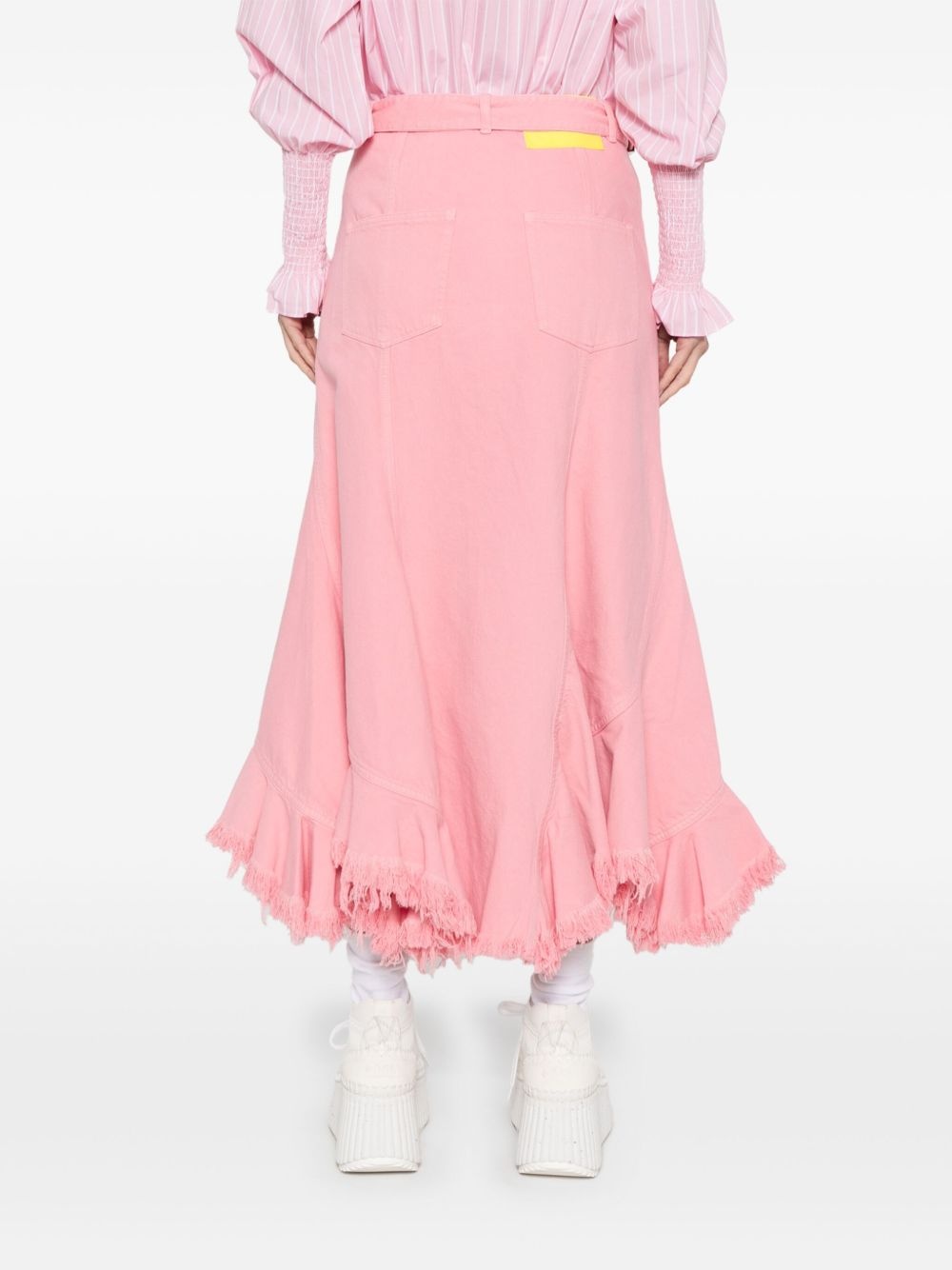 belt-embellishment flared midi skirt - 4