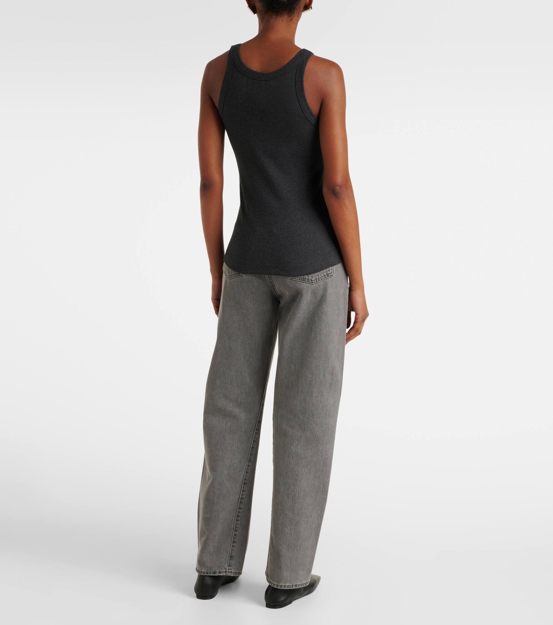 Ribbed-knit cotton-blend jersey tank top - 3