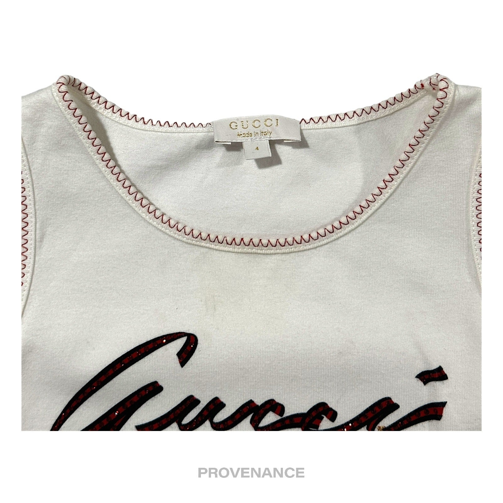 Gucci Children Logo Tank Top - White Red Sequin - 5