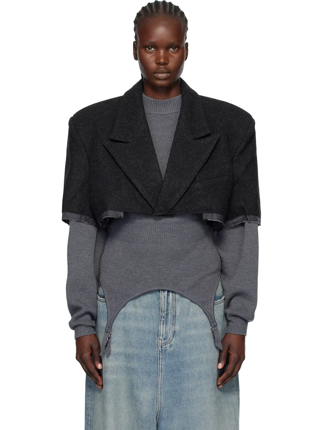 Gray Chopped Blazer - 1