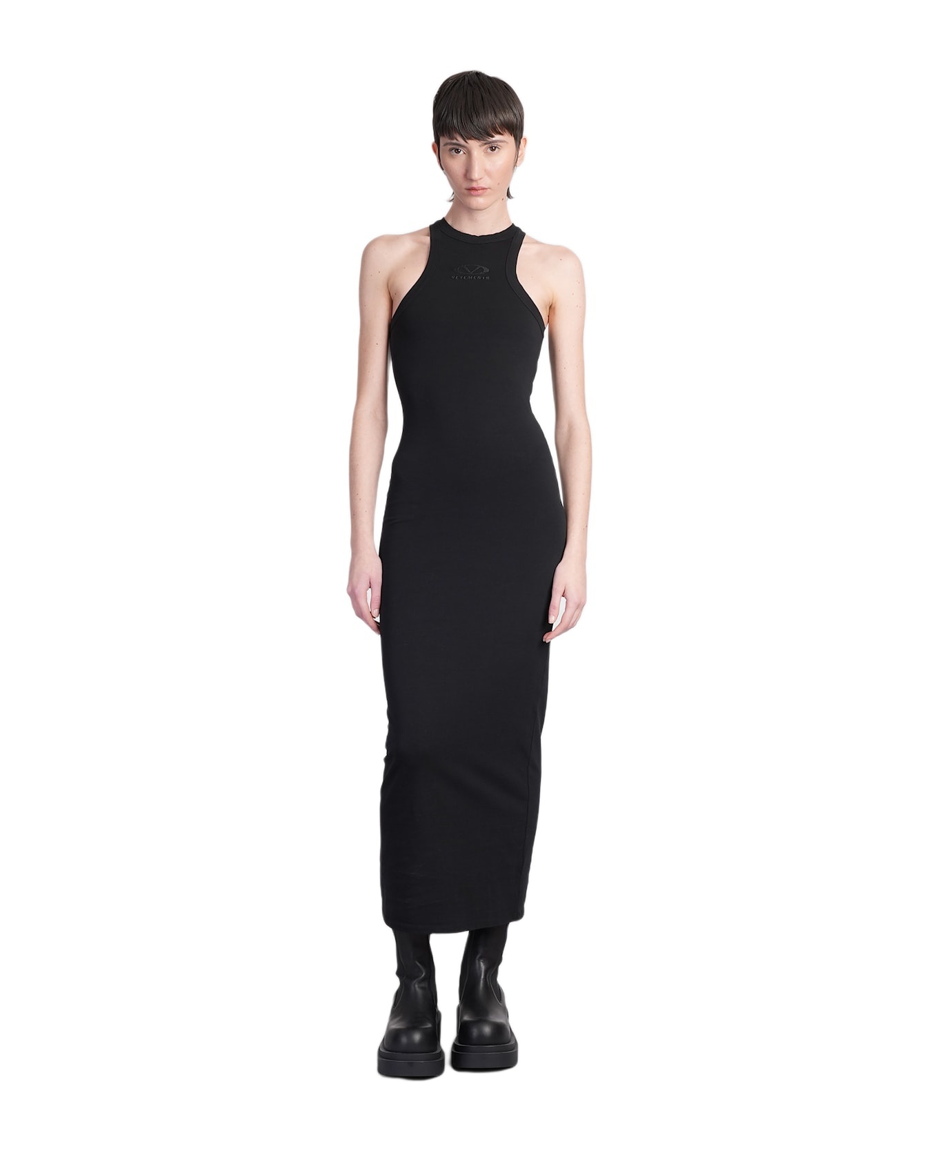 Dress Woman In Black Cotton - 1