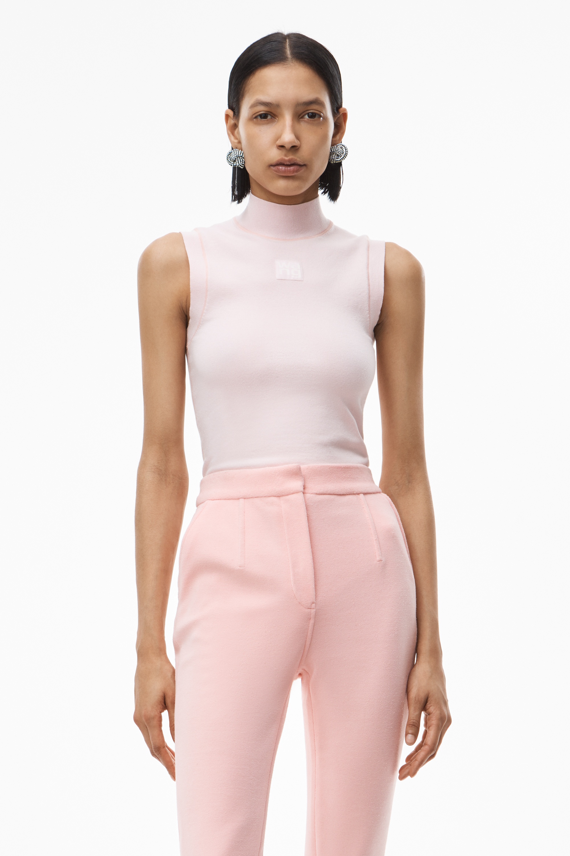 MOCK NECK TANK IN BODYCON KNIT - 2