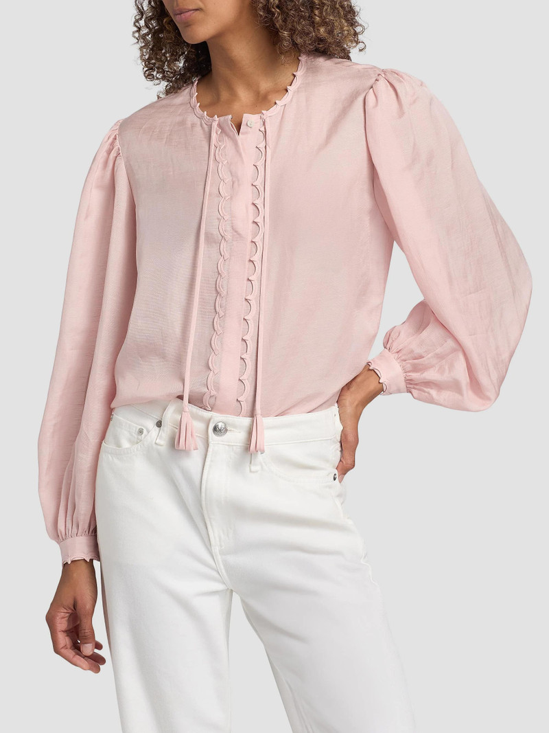 Women's Harlow Linen-Blend Tieneck Blouse - Ballerina Pink 3