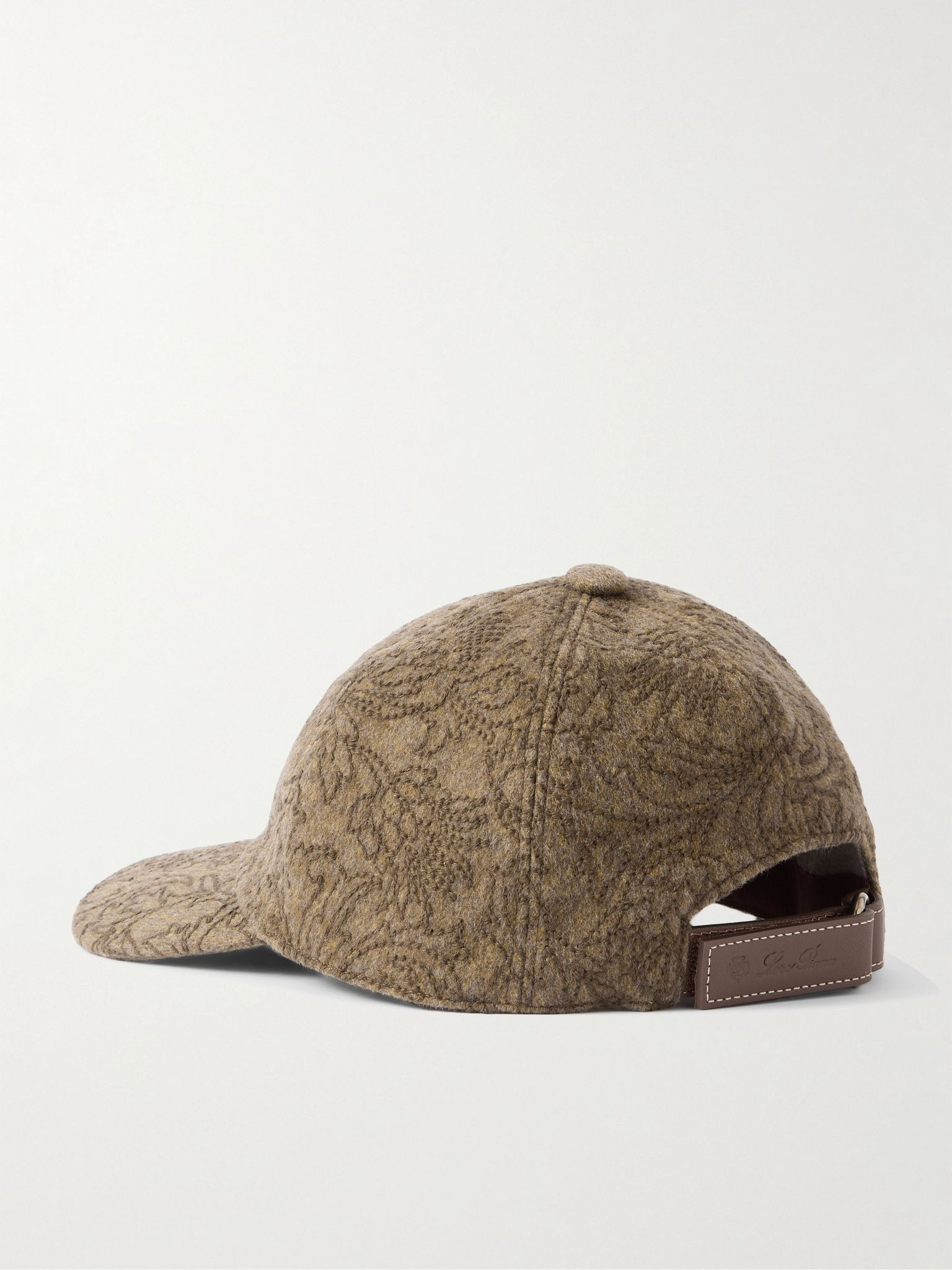 Embroidered cashmere-felt baseball cap Brown - 3