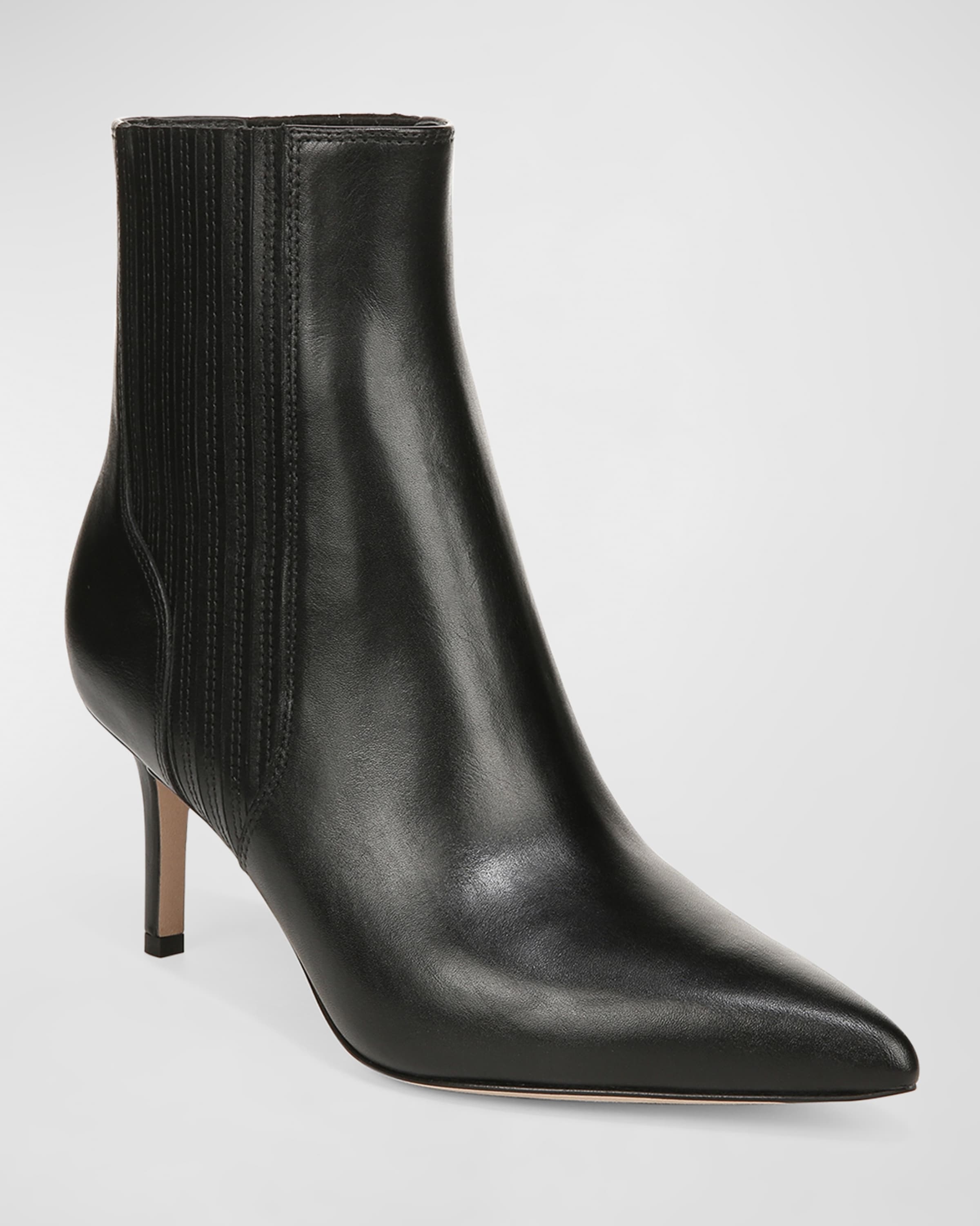 Lisa Pleated Leather Ankle Booties - 4