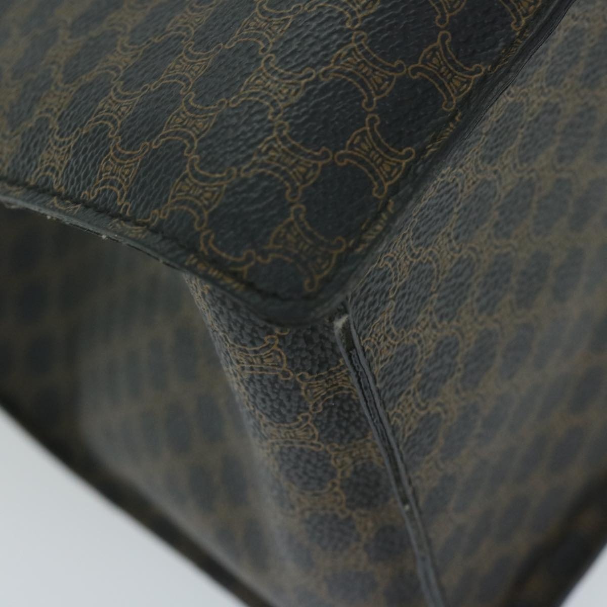CELINE Macadam Canvas Hand Bag Pvc Brown Black - 16