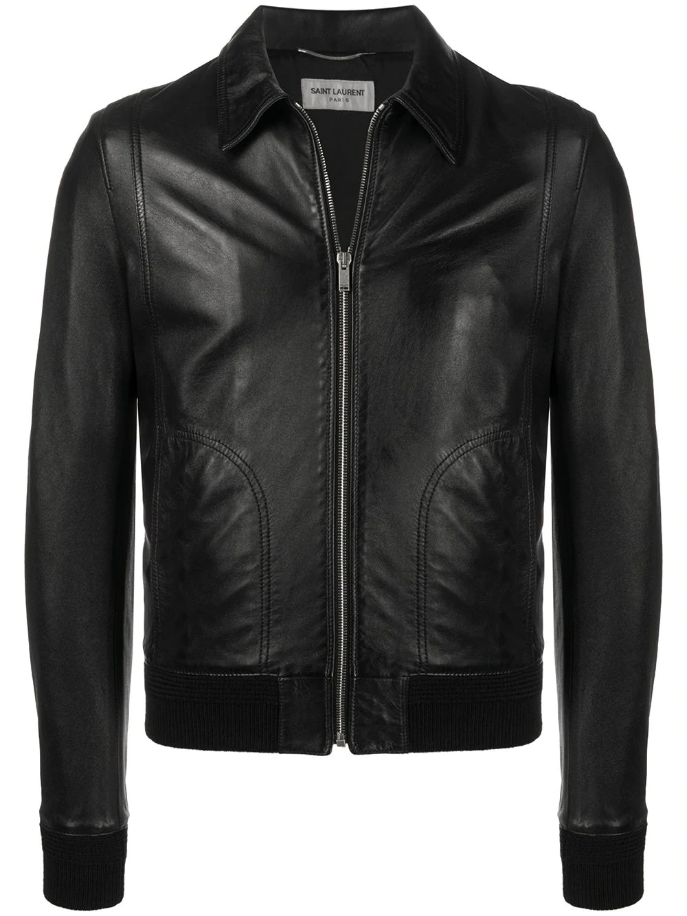 zip-up leather jacket - 1