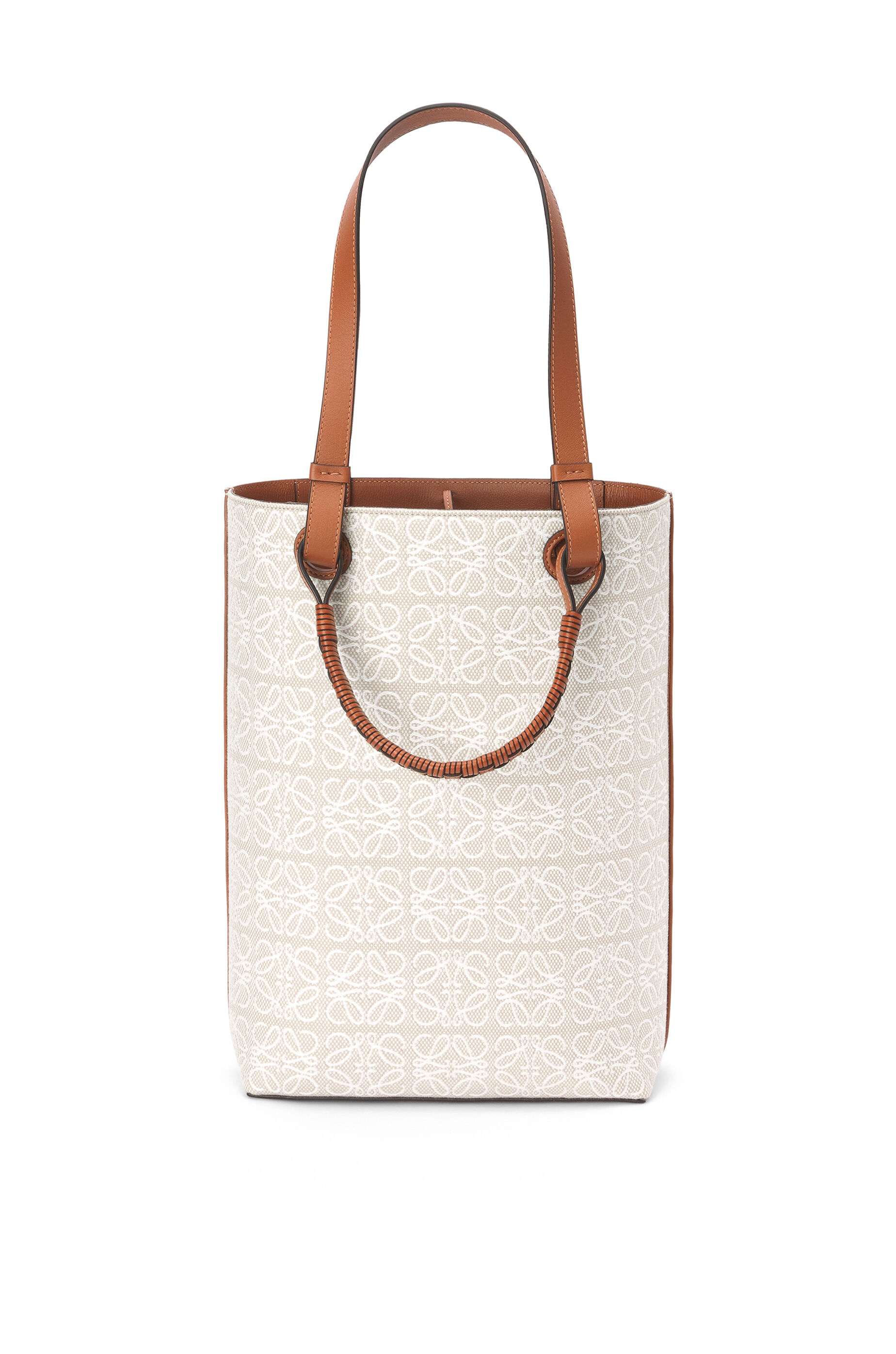 Puppy Double Handle Vertical Tote in jacquard and calfskin - 4