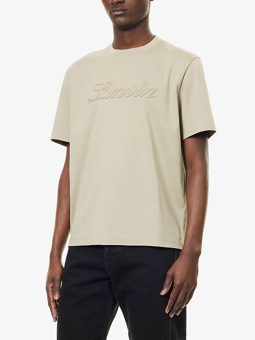 Embossed-Branding Crew-Neck Relaxed-Fit Cotton-Jersey T-Shirt - 3