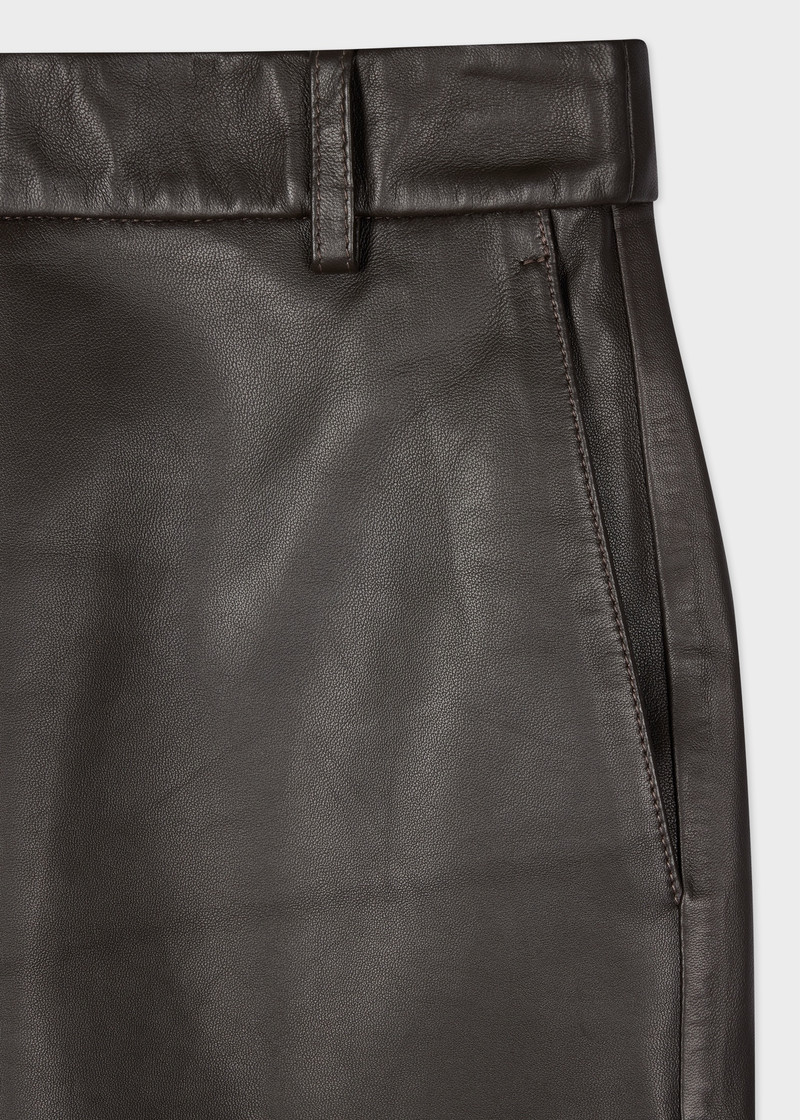 Paul Smith Women's Dark Brown Leather Midi Skirt outlook