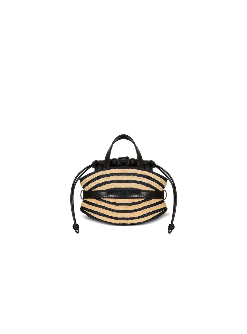 Mini Shuffle bag in smooth leather and raffia 4