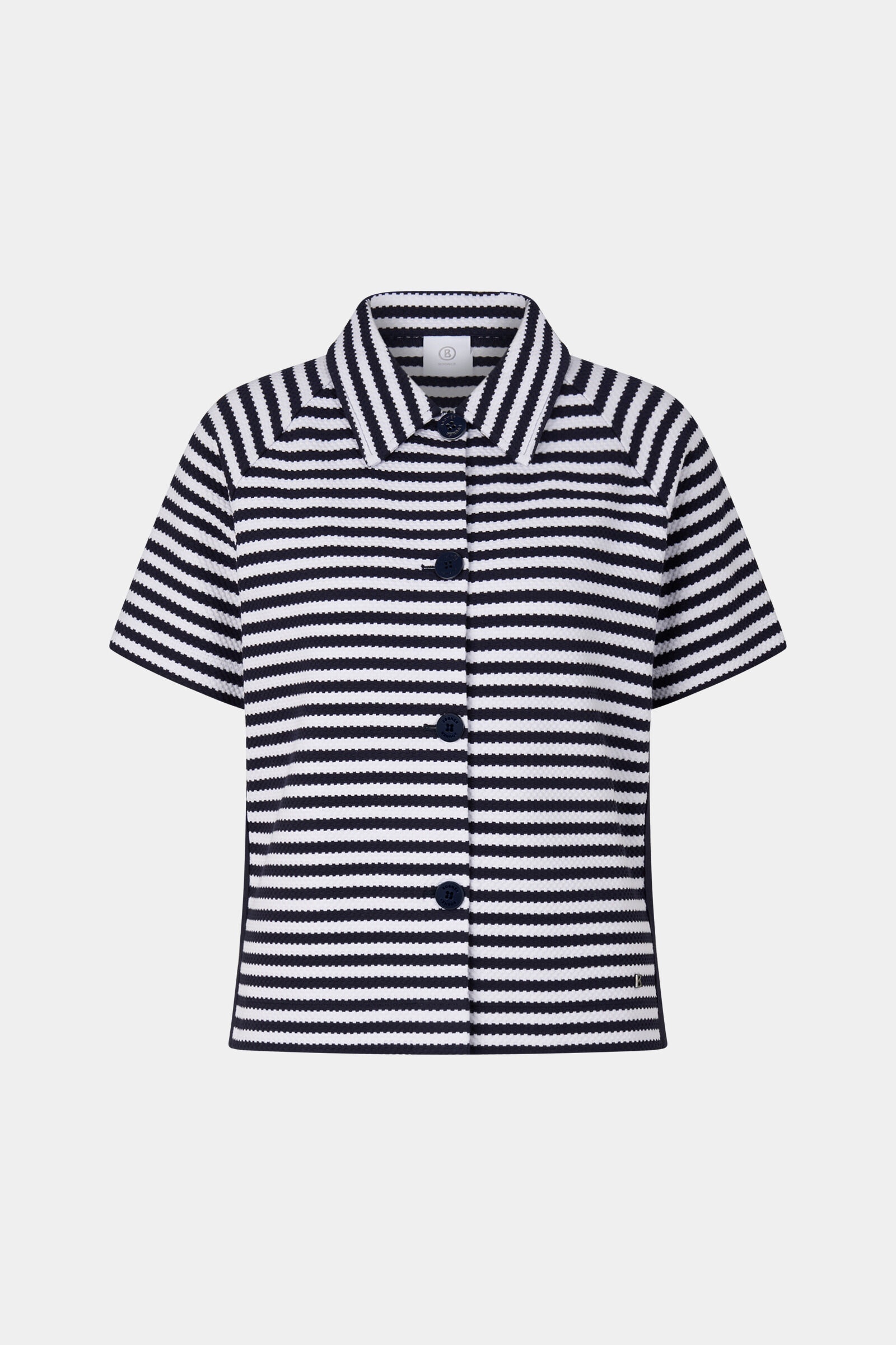 Ayca Knitted blouse in Navy blue/White - 1