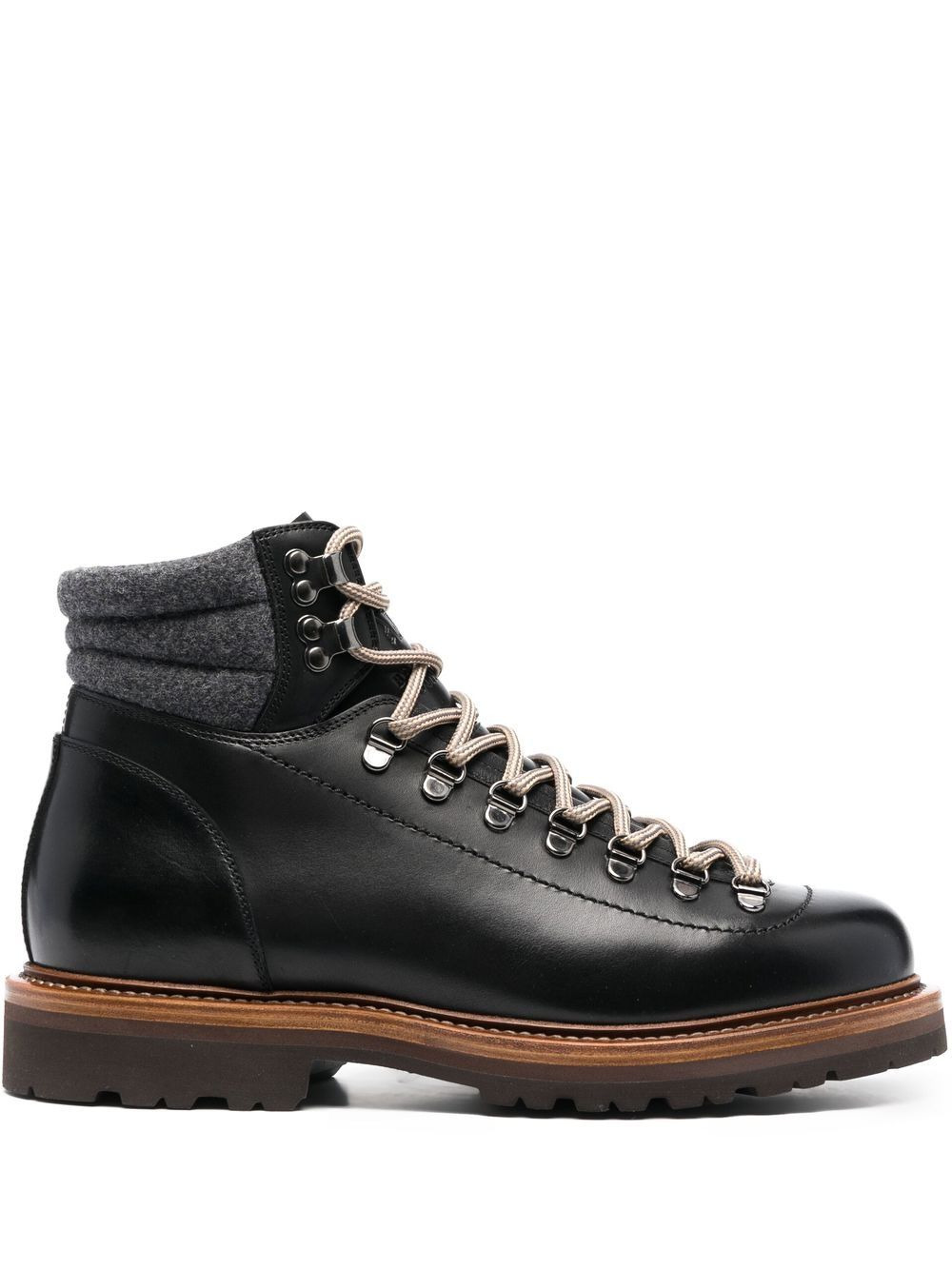 lace-up leather hiking boots - 1