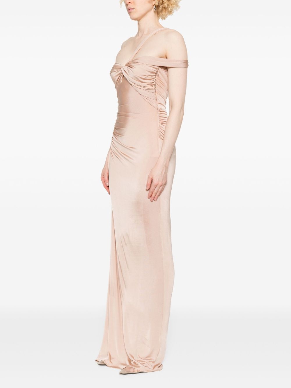twisted-front one-shoulder gown - 3