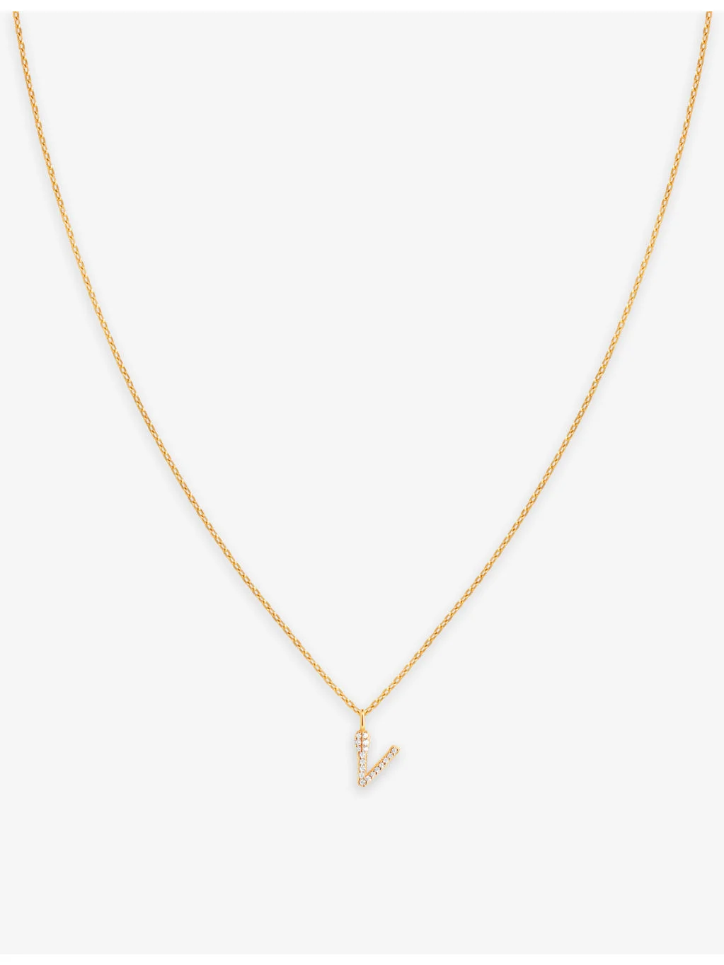 Initial V 18ct yellow gold-plated sterling-silver and cubic zirconia pendant necklace - 1