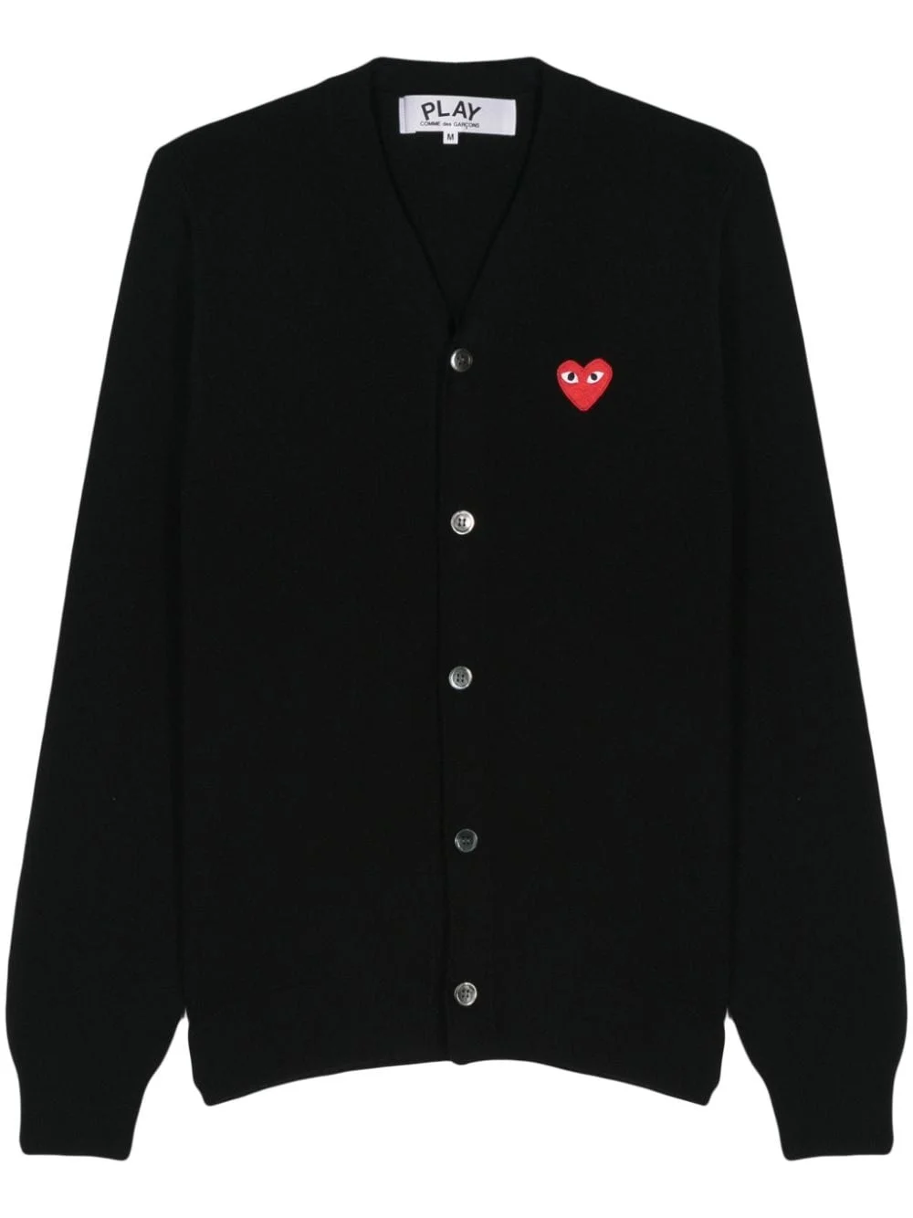 heart-patch wool cardigan - 1