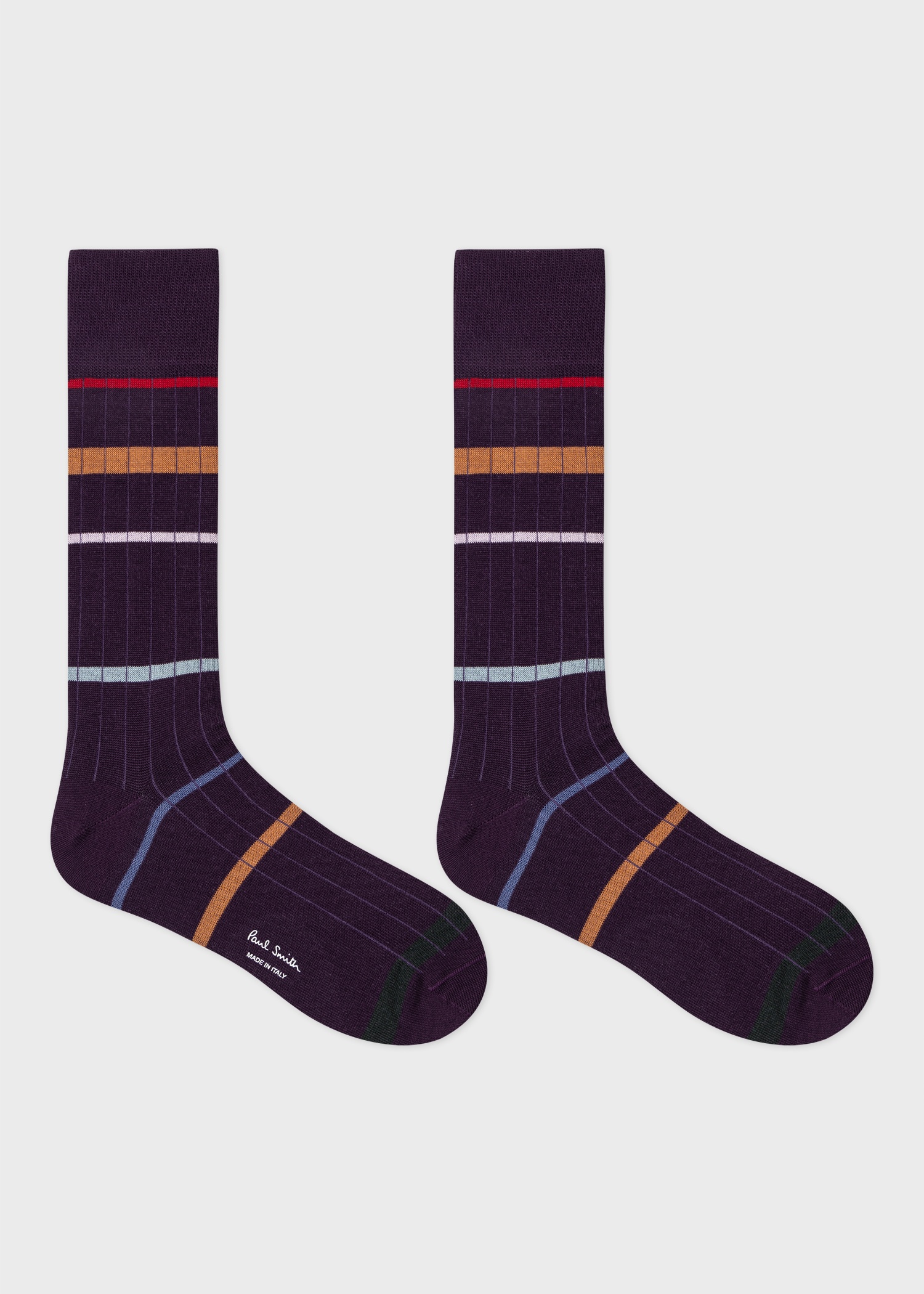 Purple Spaced Stripe Ribbed Socks - 2