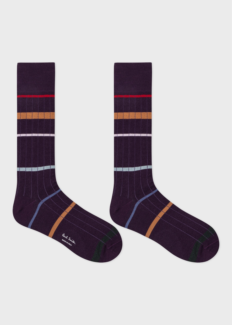 Paul Smith Purple Spaced Stripe Ribbed Socks outlook