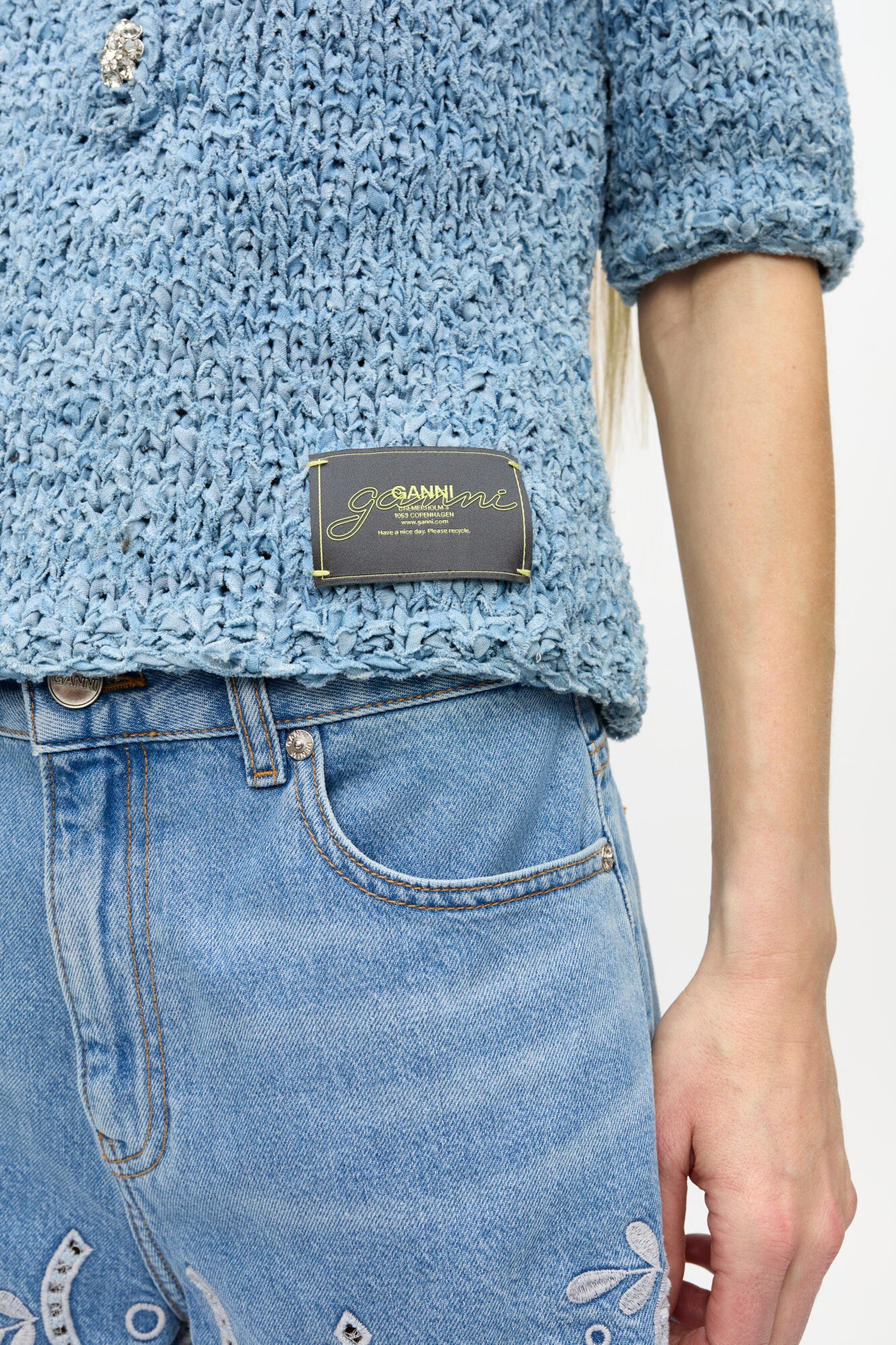 BLUE DENIM HANDKNIT POLO - 6