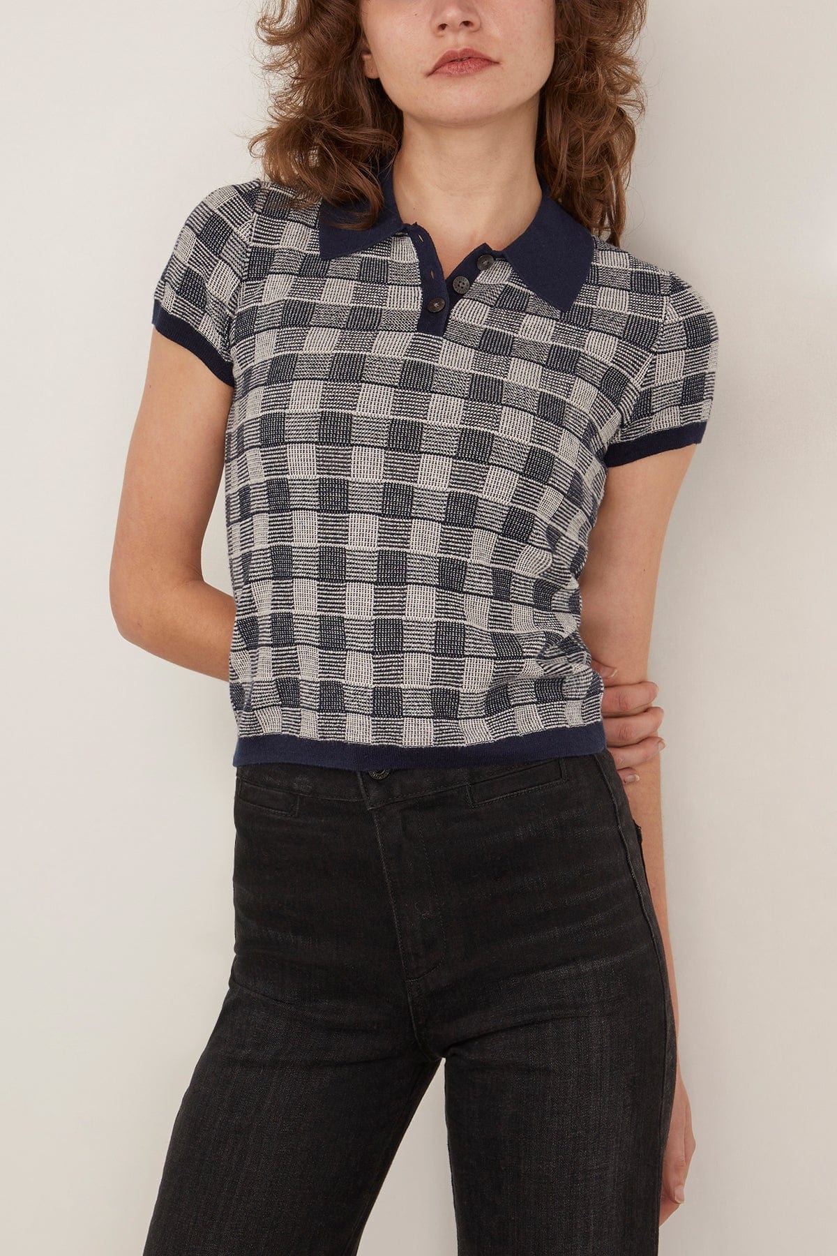 Gingham Shrunken Polo in Midnight Combo - 3