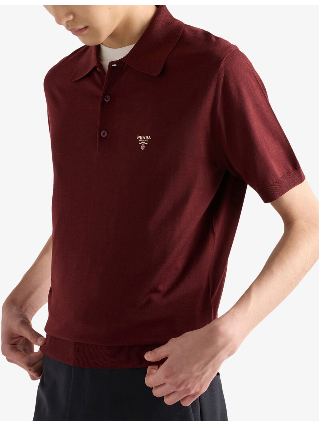Embroidered-Logo Superfine Wool Polo Shirt - 3