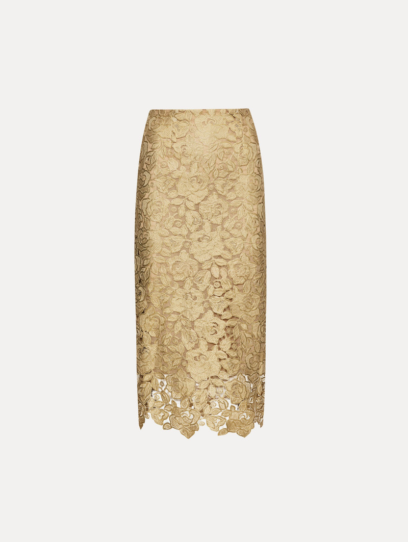 GOLD FOIL ROSE GUIPURE SKIRT 1