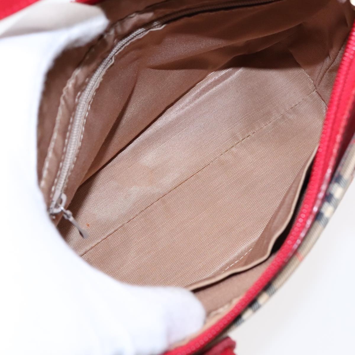 Burberry Nova Check Hand Bag Canvas Leather Beige Red Gold - 12