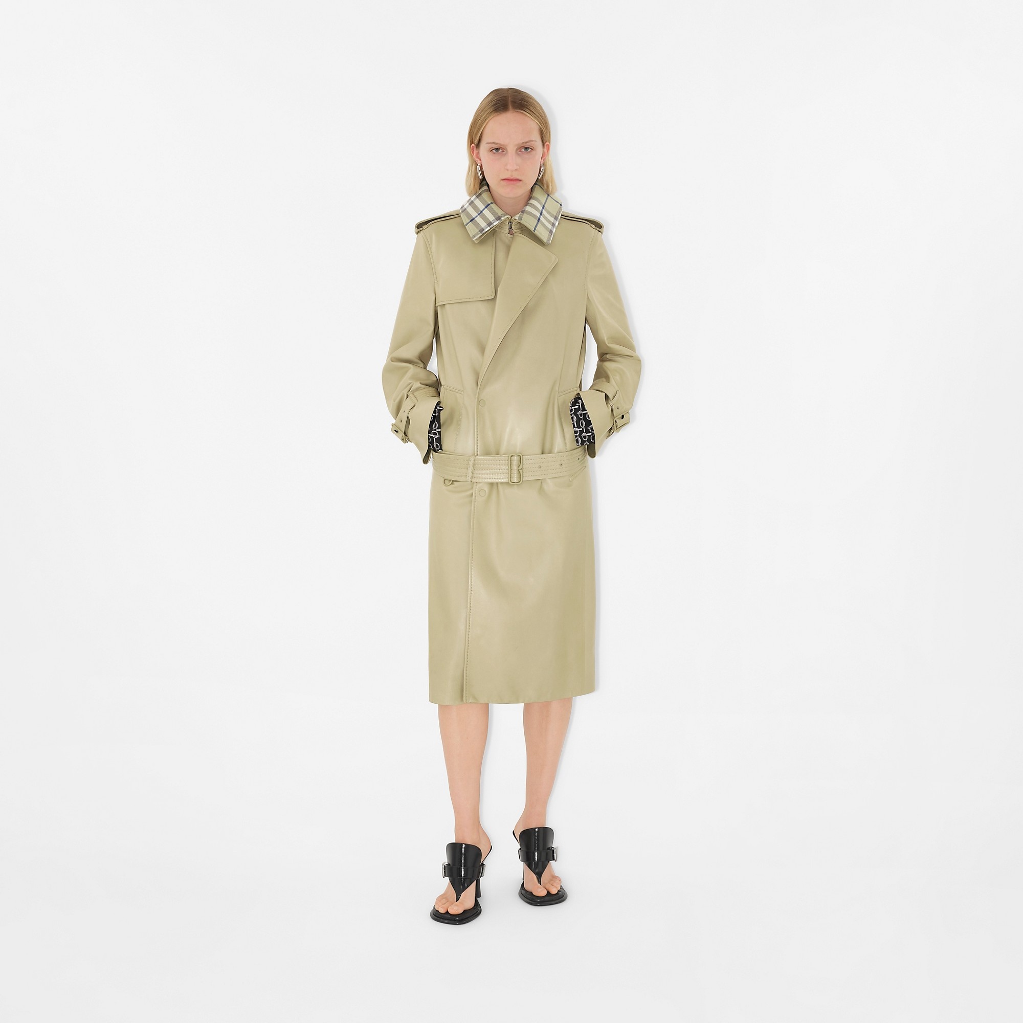 Long Leather Trench Coat - 2