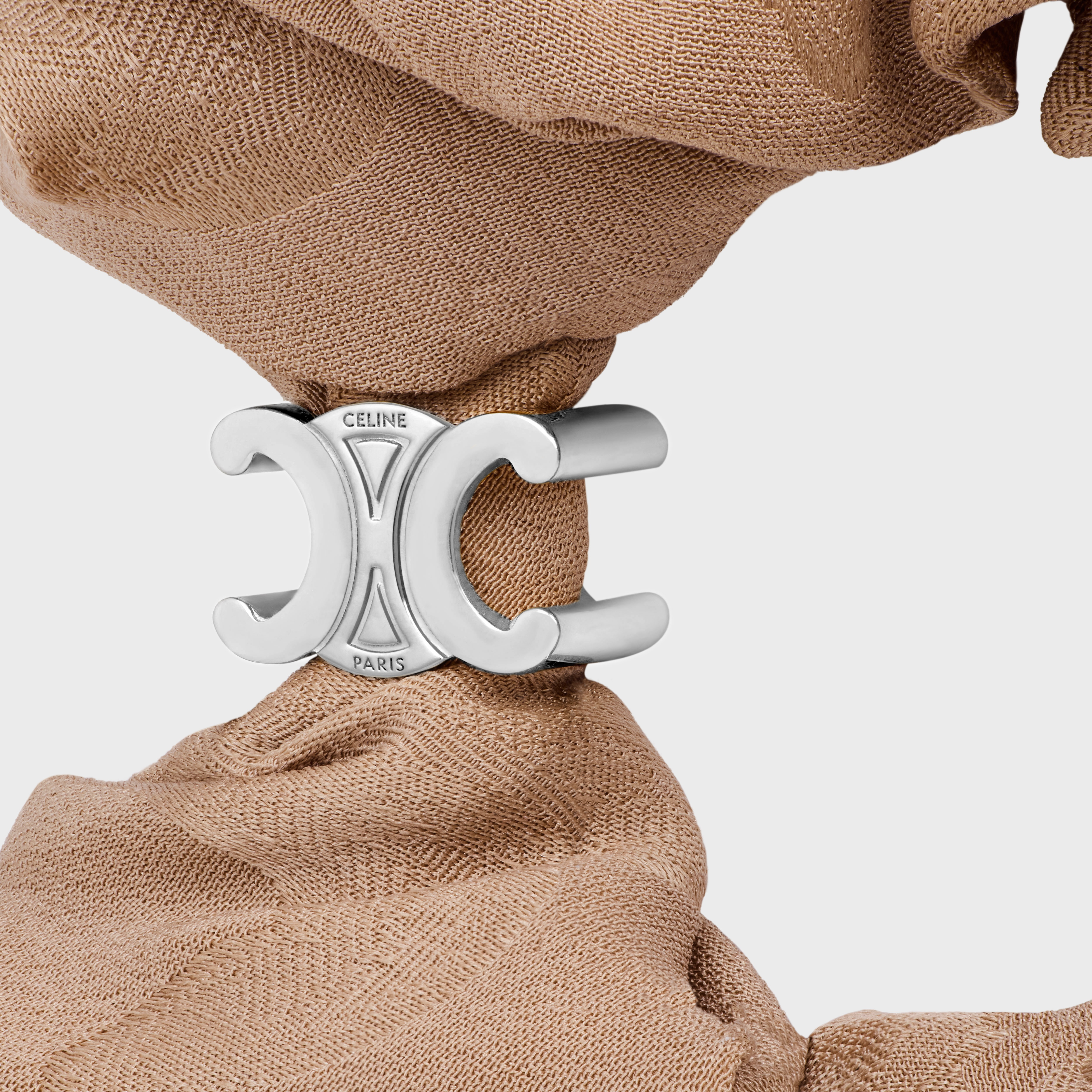 Celine Scrunchy Maxi Triomphe in Silk and Brass with Rhodium Finish - 2