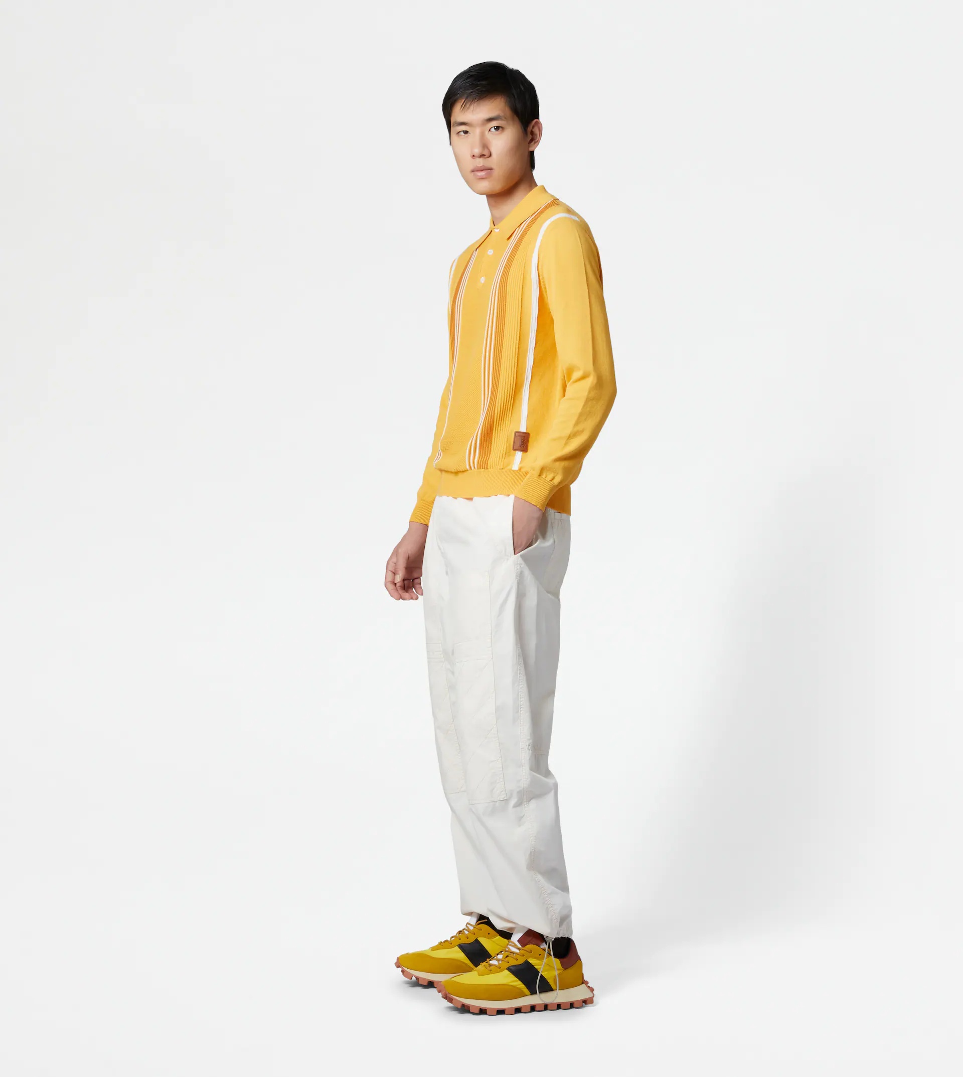 POLO SHIRT IN COTTON KNIT - YELLOW - 4