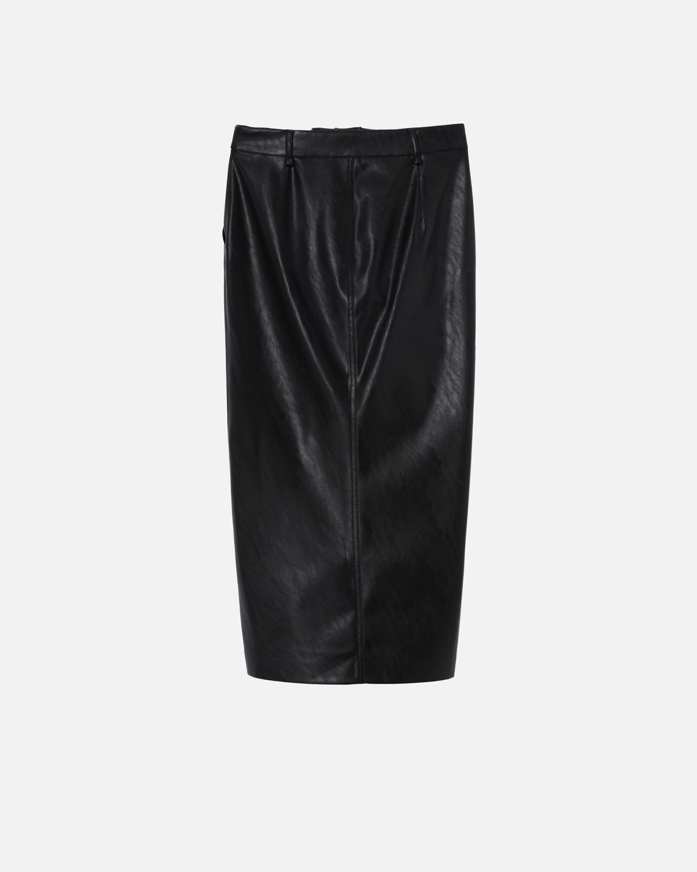 LEATHER-EFFECT MIDI SKIRT WITH SLIT AT THE HEM - 6