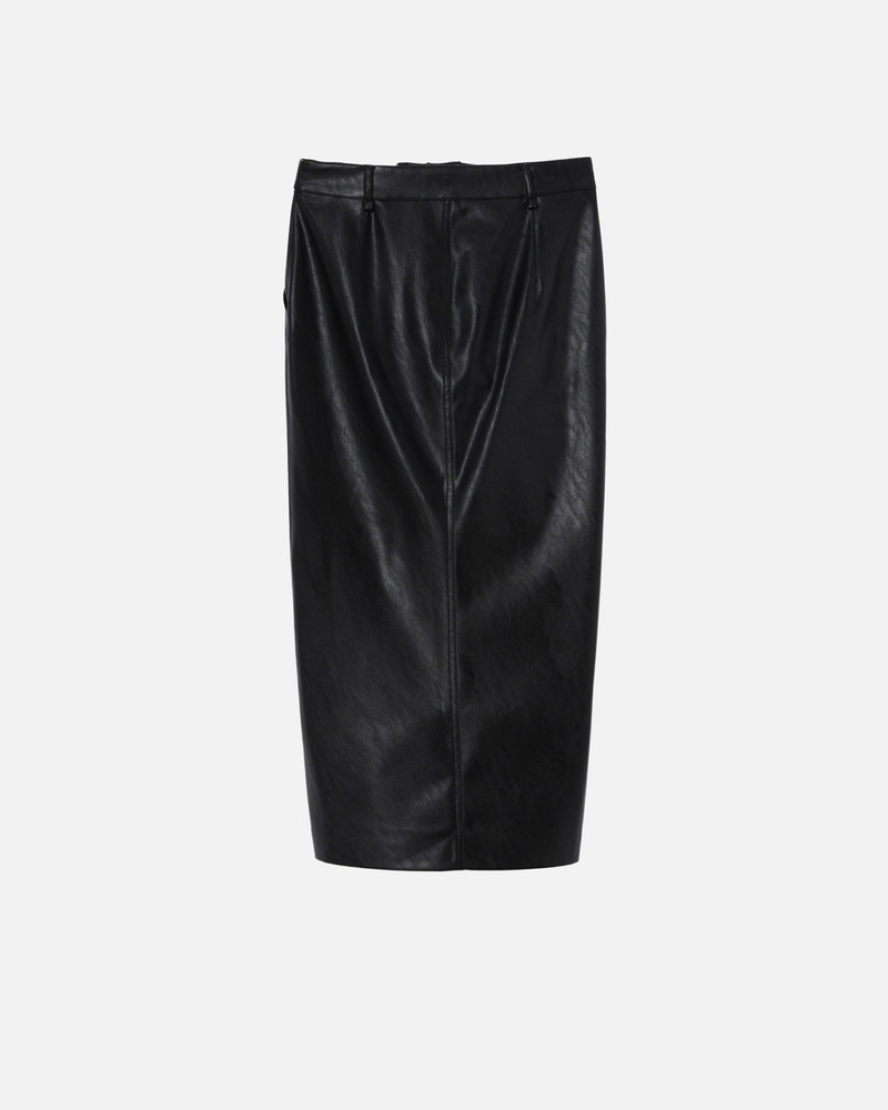 LEATHER-EFFECT MIDI SKIRT WITH SLIT AT THE HEM 6
