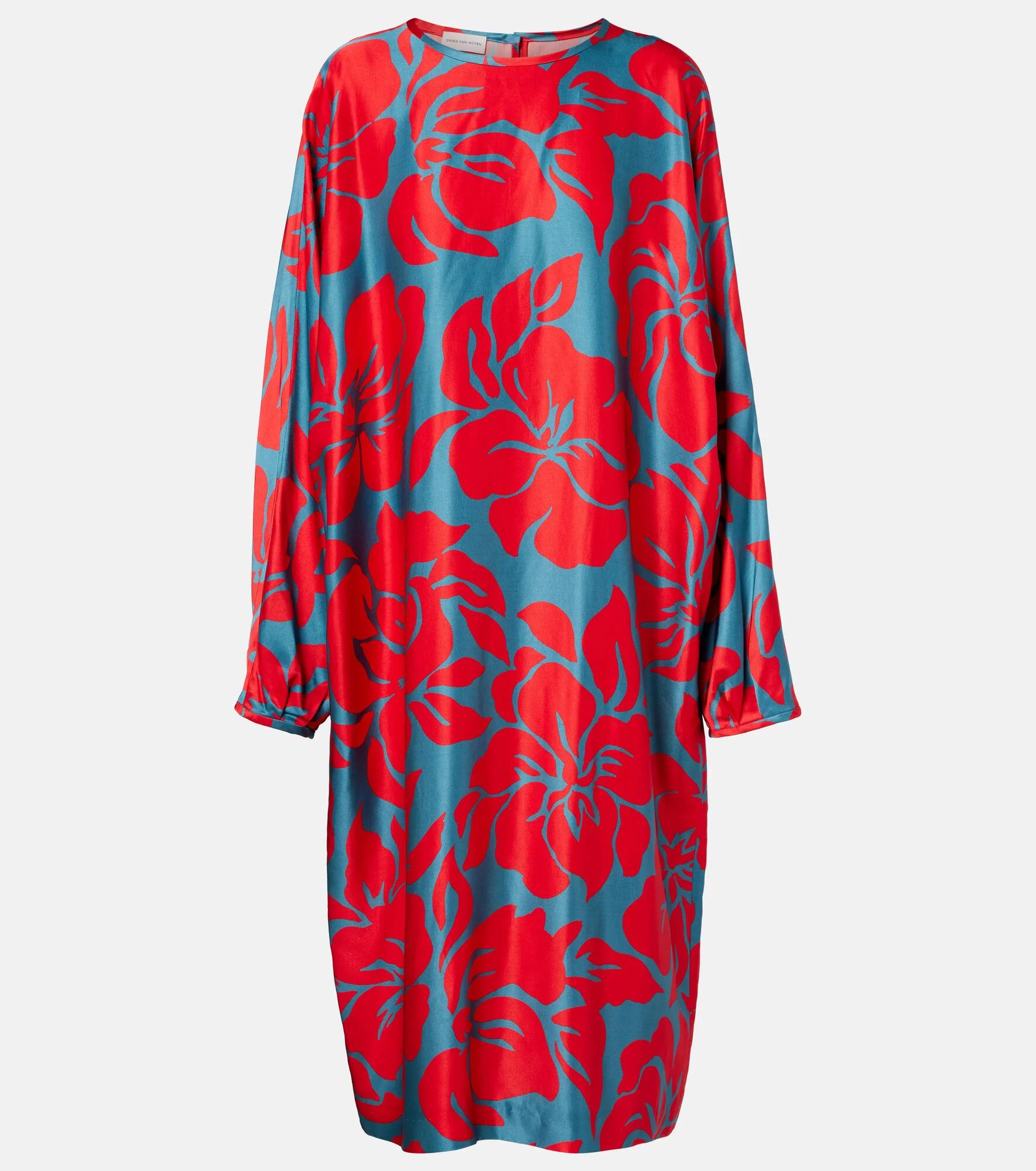 Floral satin midi dress - 1