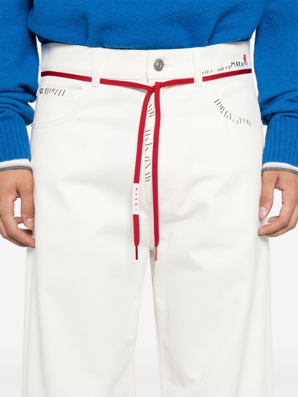 MARNI COTTON DRILL TROUSERS Pants White "WHITE" - 5