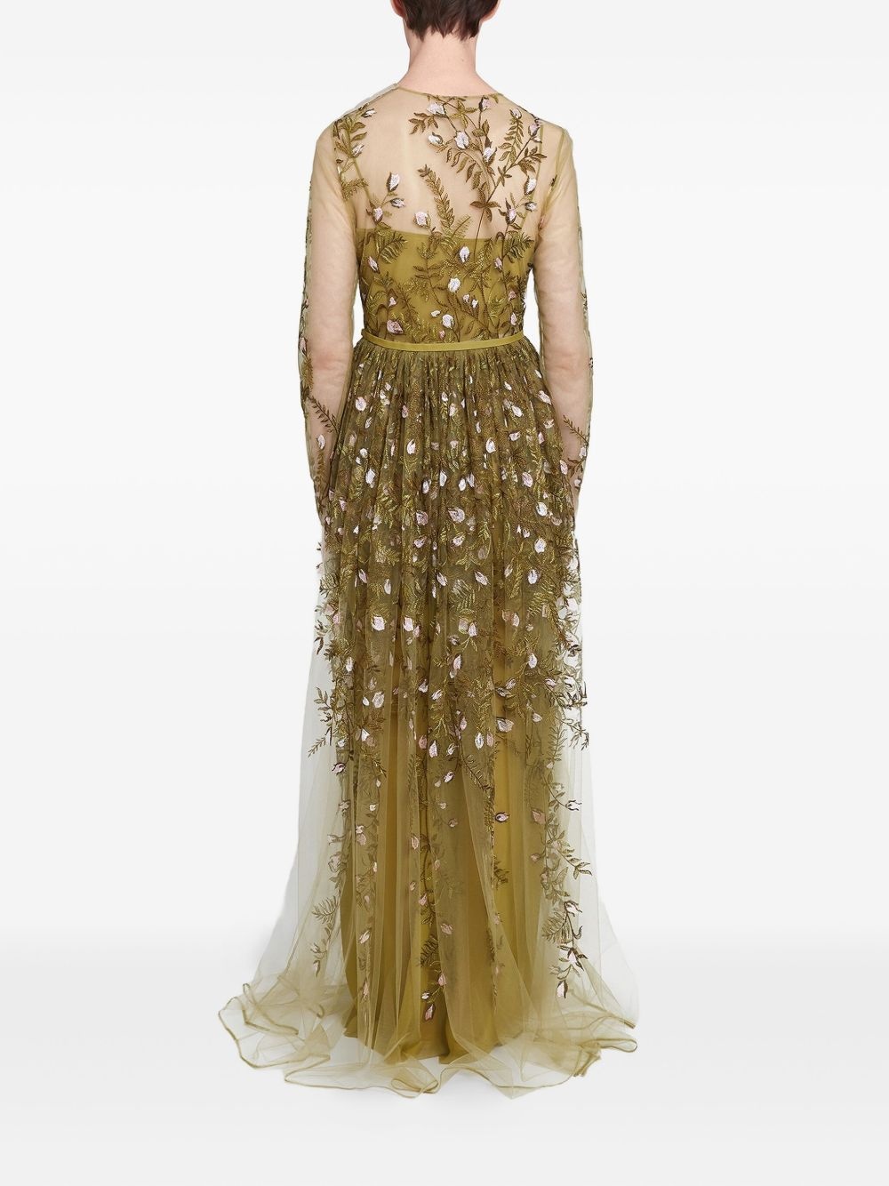 embroidered tulle long dress - 5