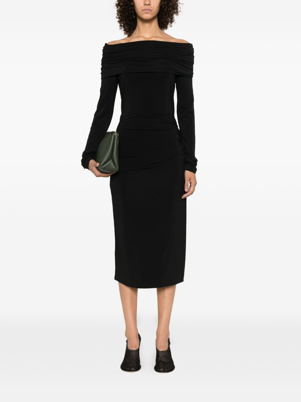 off-shoulder draped dress - 2