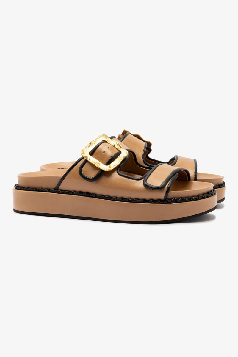 Larroudé Maui Slide In Hazelnut Leather and Black Trimming outlook