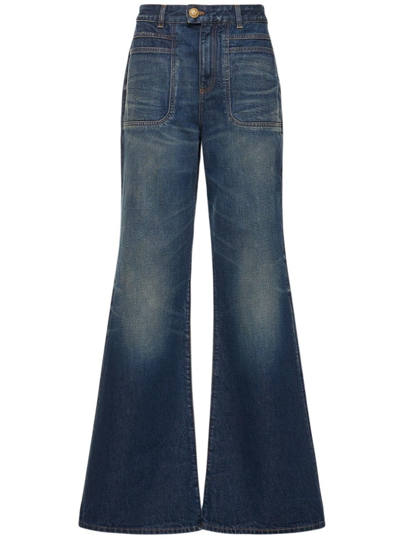 High rise flared denim jeans - 1