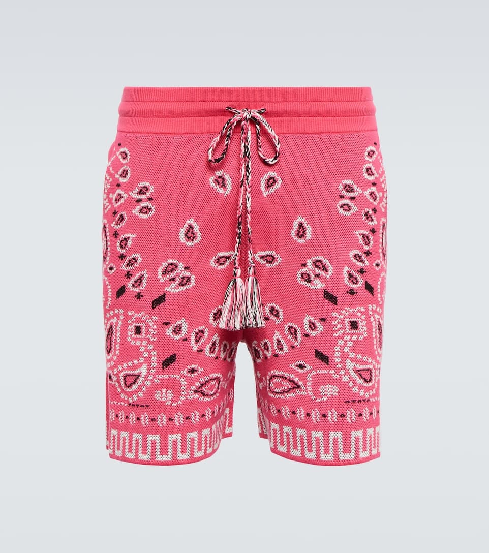 Bandana cotton-blend piqué shorts - 1