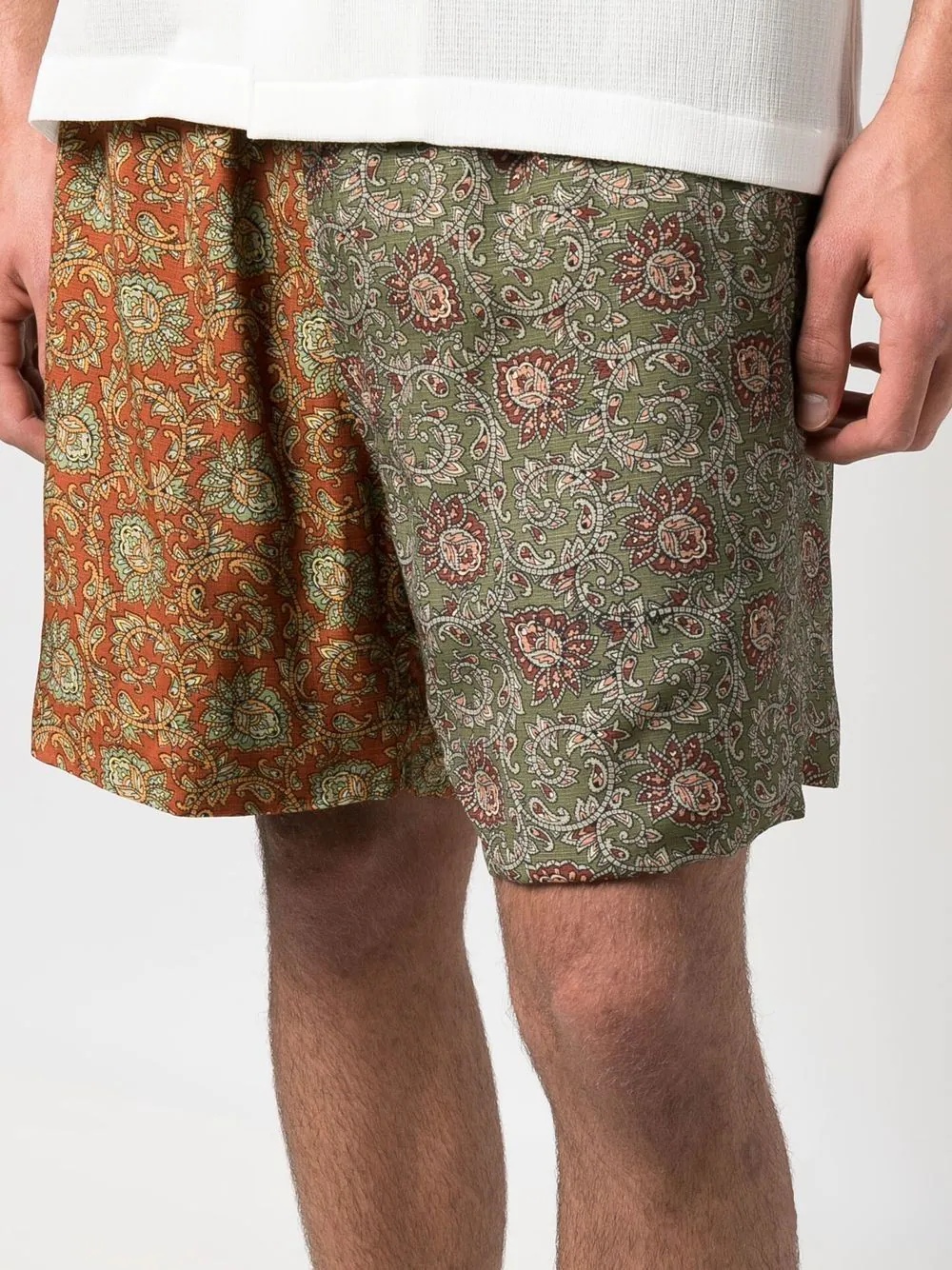 two-tone paisley shorts - 5