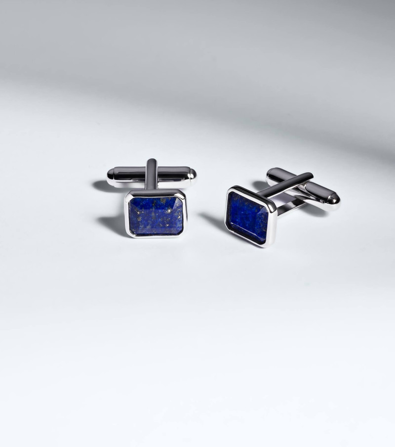 Sterling silver cufflinks with lapis lazuli 4