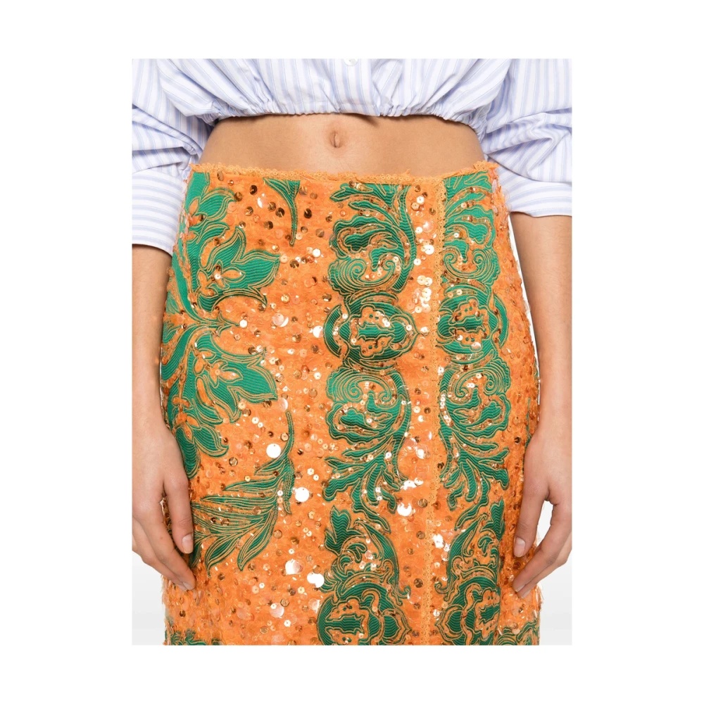 Etro EMBROIDERED MOTIF LAVA ORANGE SKIRT | miinto | REVERSIBLE