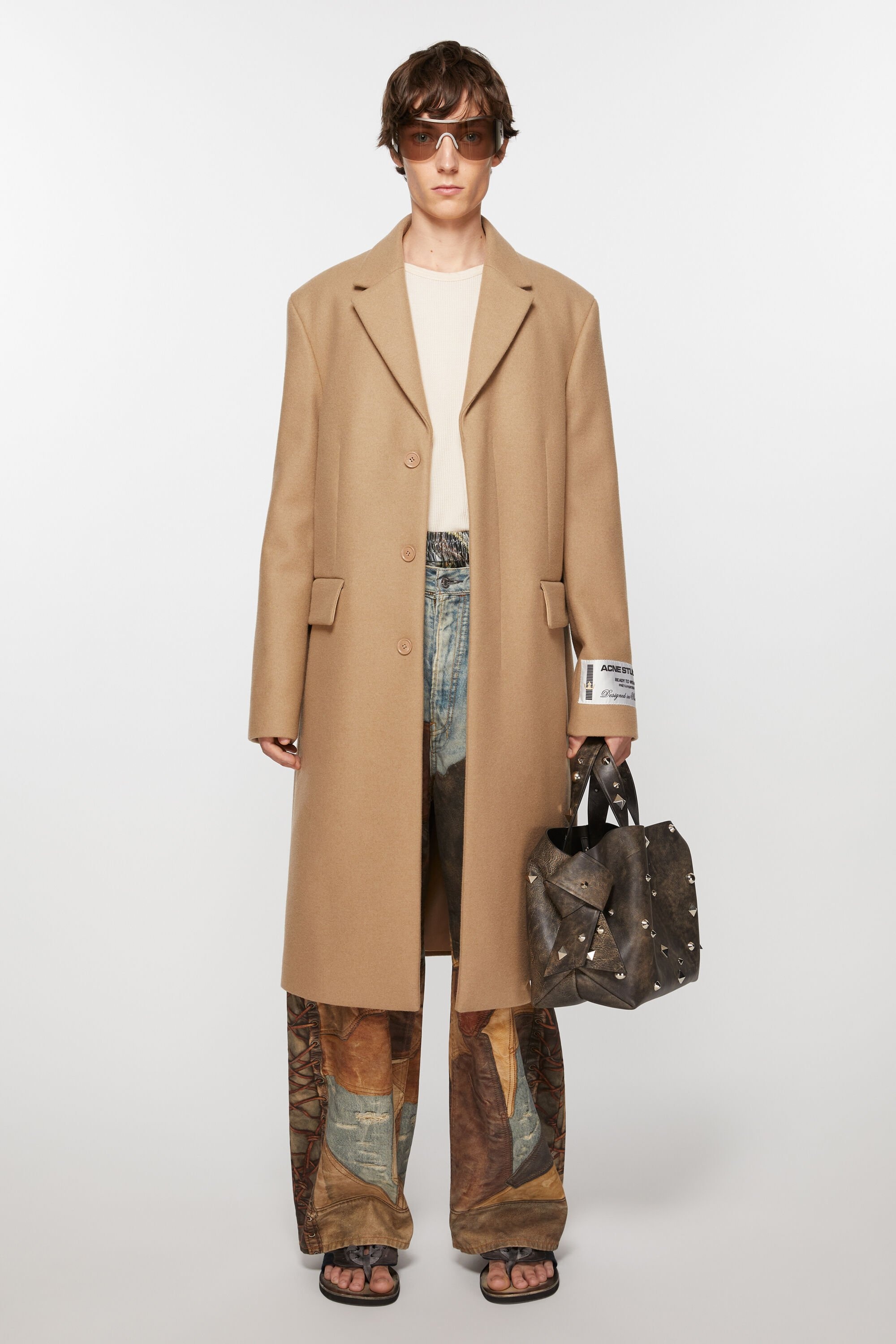 Single-breasted wool coat - Camel Beige - 2