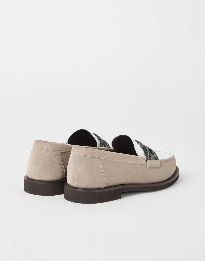 Brunello Cucinelli Suede penny loafers with precious clamp outlook