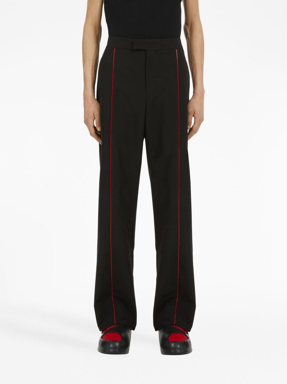contrasting-trim cotton track pants - 3