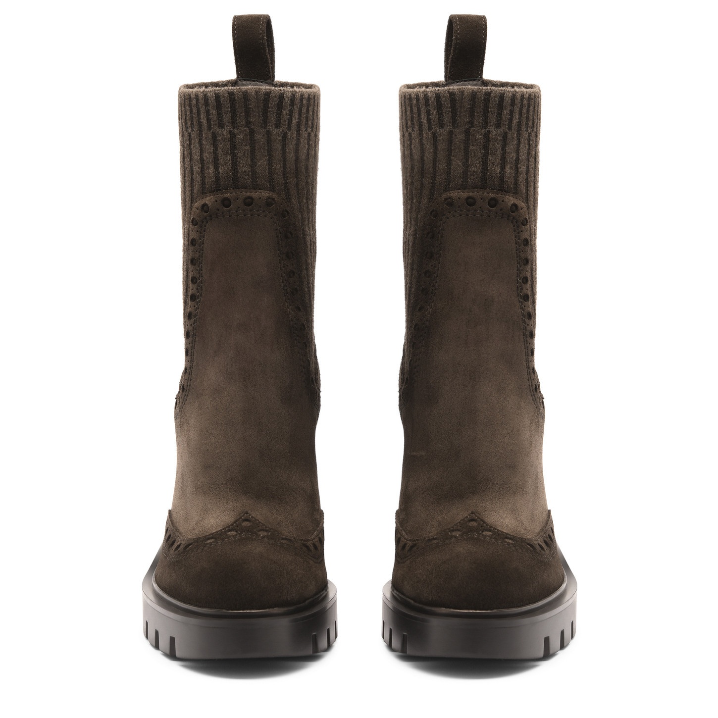 Women's dark brown suede high-heel ankle boot - 4