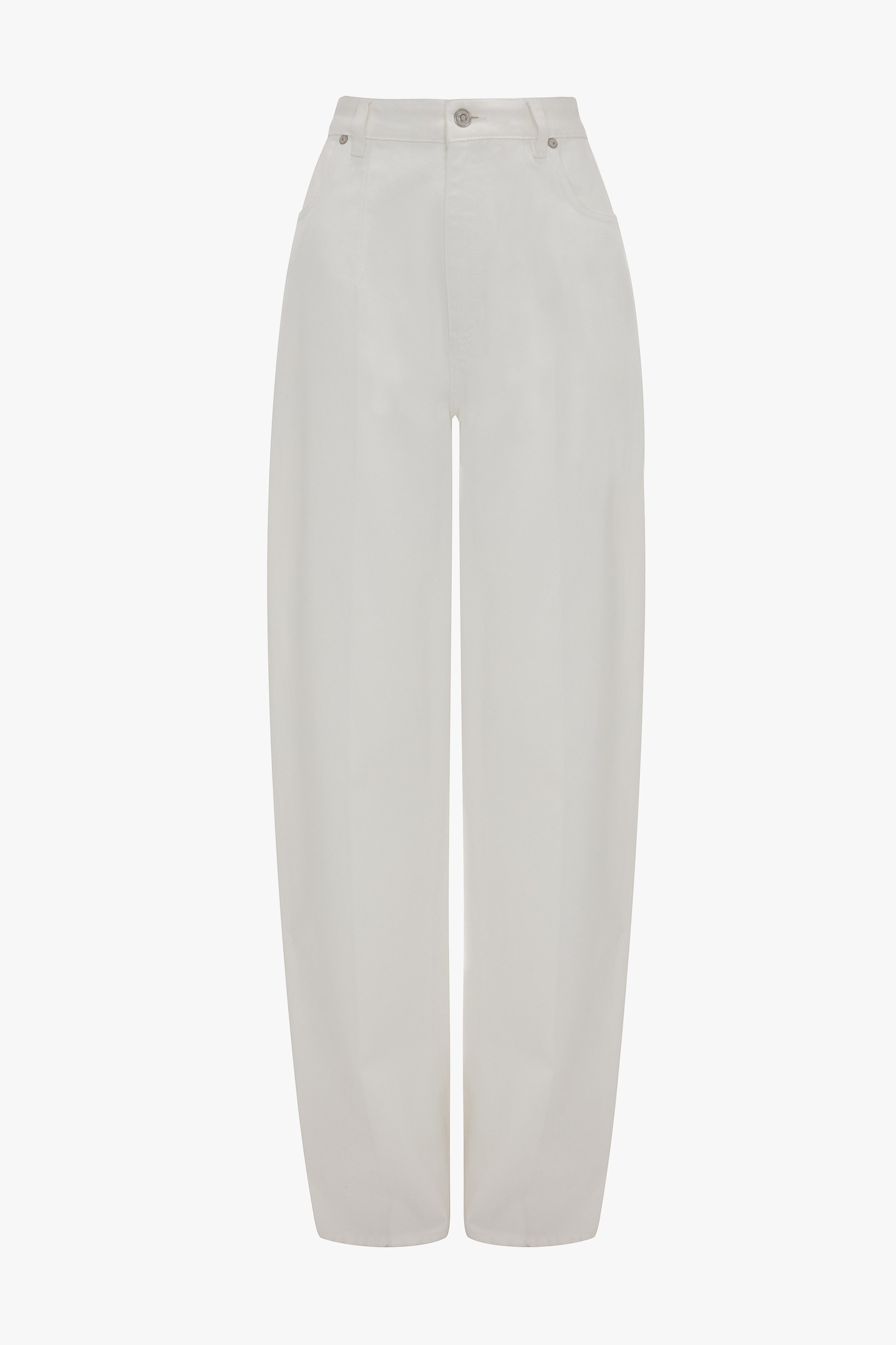 High Waisted Cinched Jean In Washed White - 1