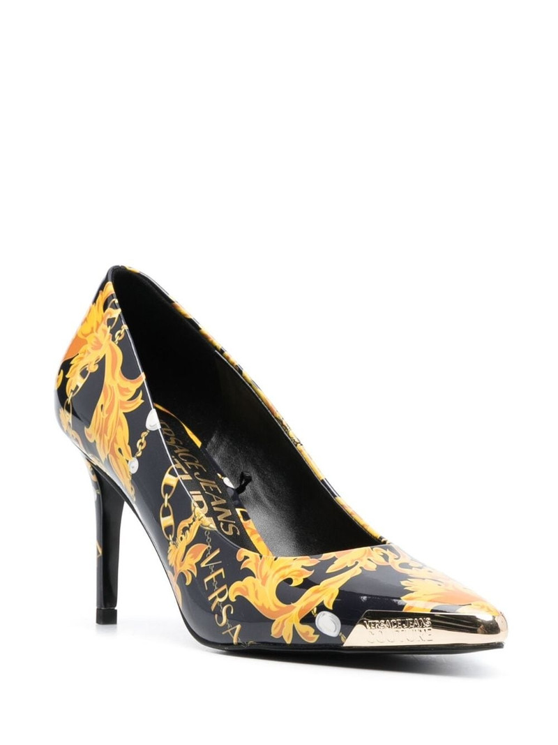 VERSACE JEANS COUTURE 80mm engraved-logo leather pumps outlook
