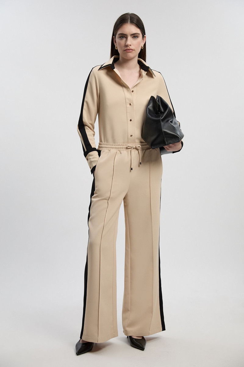 KAREN MILLEN Twill Contrast Hardware Collared Woven Shirt outlook