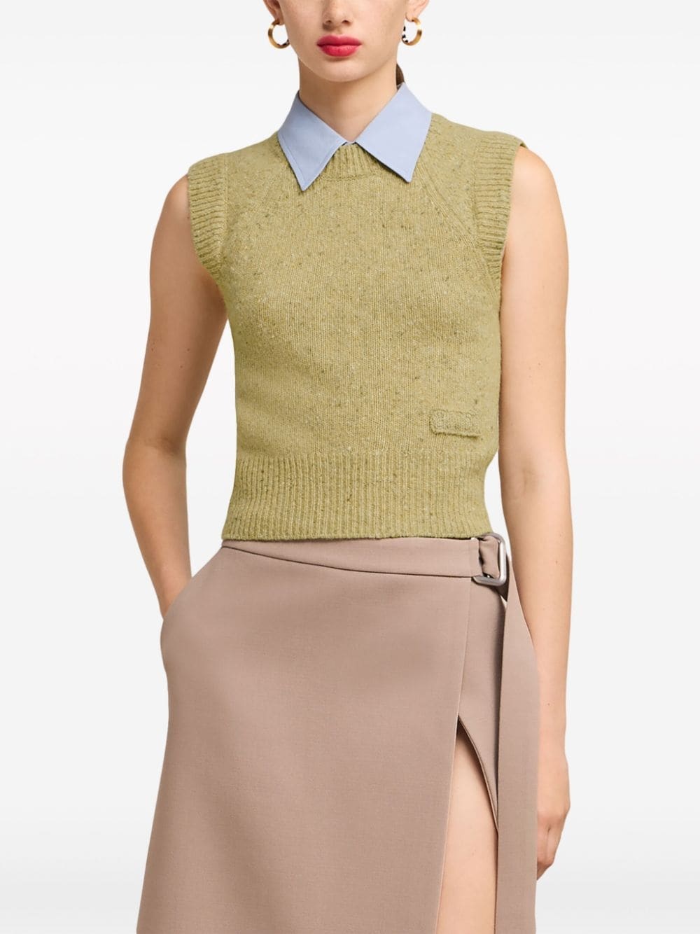 speckled-knit virgin wool-blend vest - 6